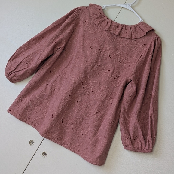 Zara Dark Rust Pink Embroidered Ruffle Lace Up Tunic Size‎ Small. - Picture 6 of 6